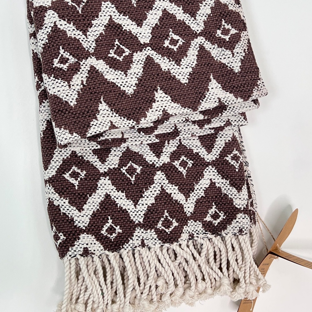 "Keep It Wild Blanket" NWT Cotton Throw hand weaving printed by Nepal artisans